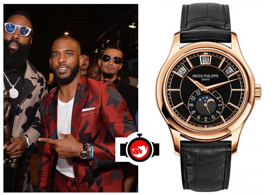 basketball player Chris Paul spotted wearing a Patek Philippe 5205R
