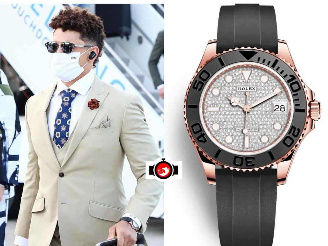 american football player Patrick Mahomes spotted wearing a Rolex 126655