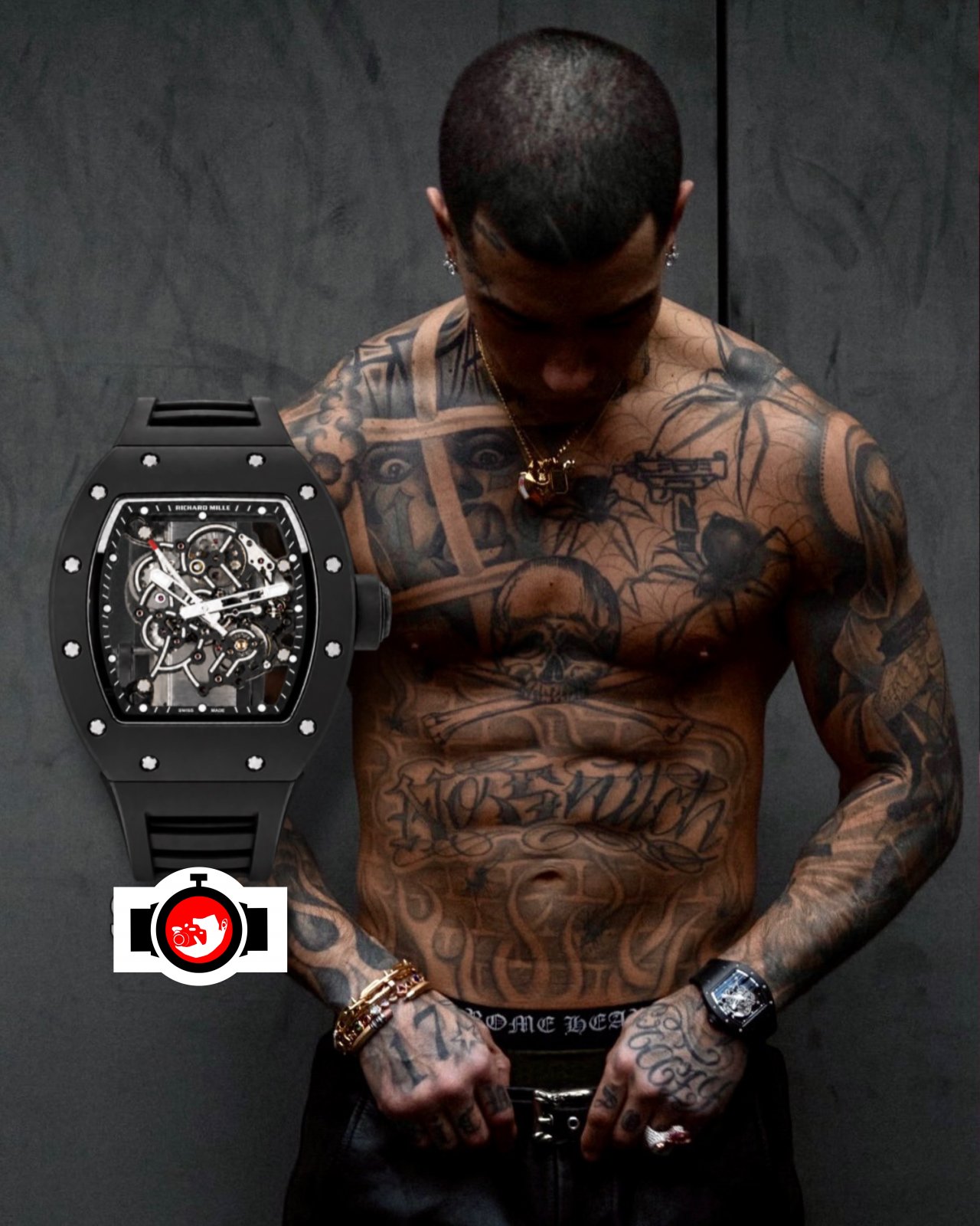 rapper Tony Effe spotted wearing a Richard Mille RM 055