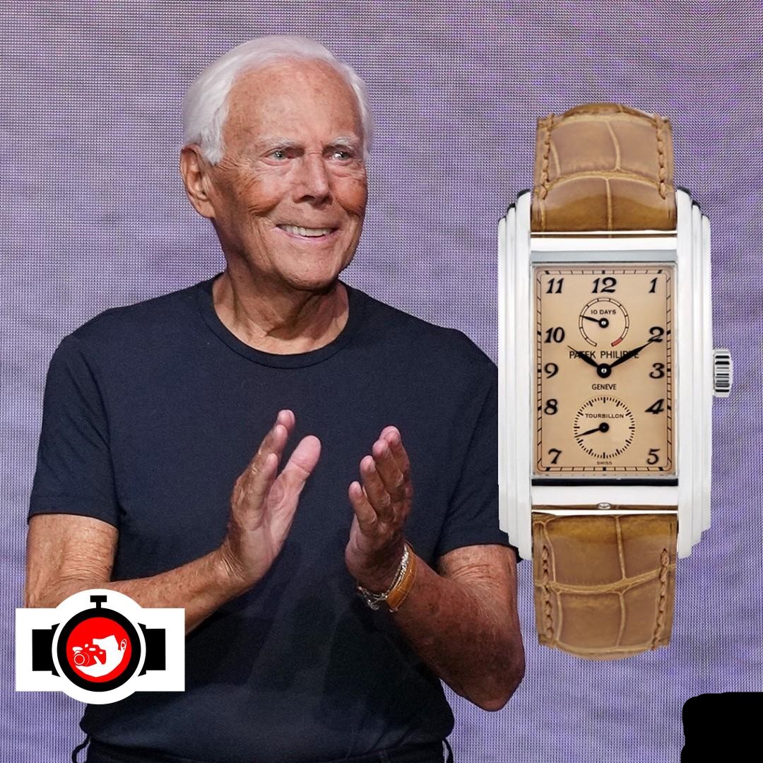 business man Giorgio Armani spotted wearing a Patek Philippe 5101P