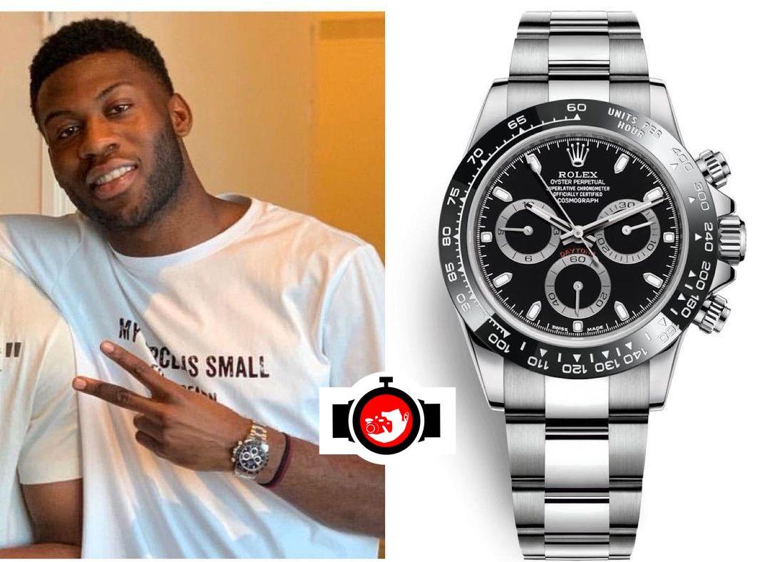 footballer Timothy Fosu-Mensah spotted wearing a Rolex 116500