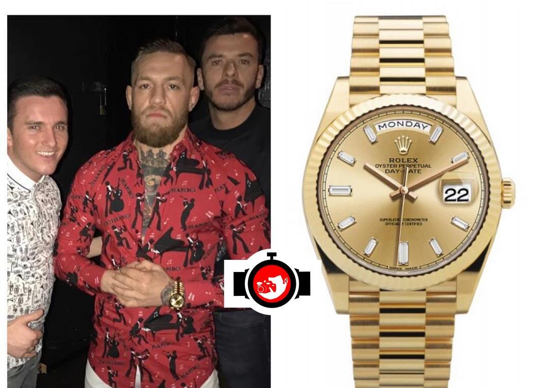 Exploring the Rolex Day Date 40 in 18KT Yellow Gold with a Baguette Diamond Dial in Conor McGregor's Watch Collection