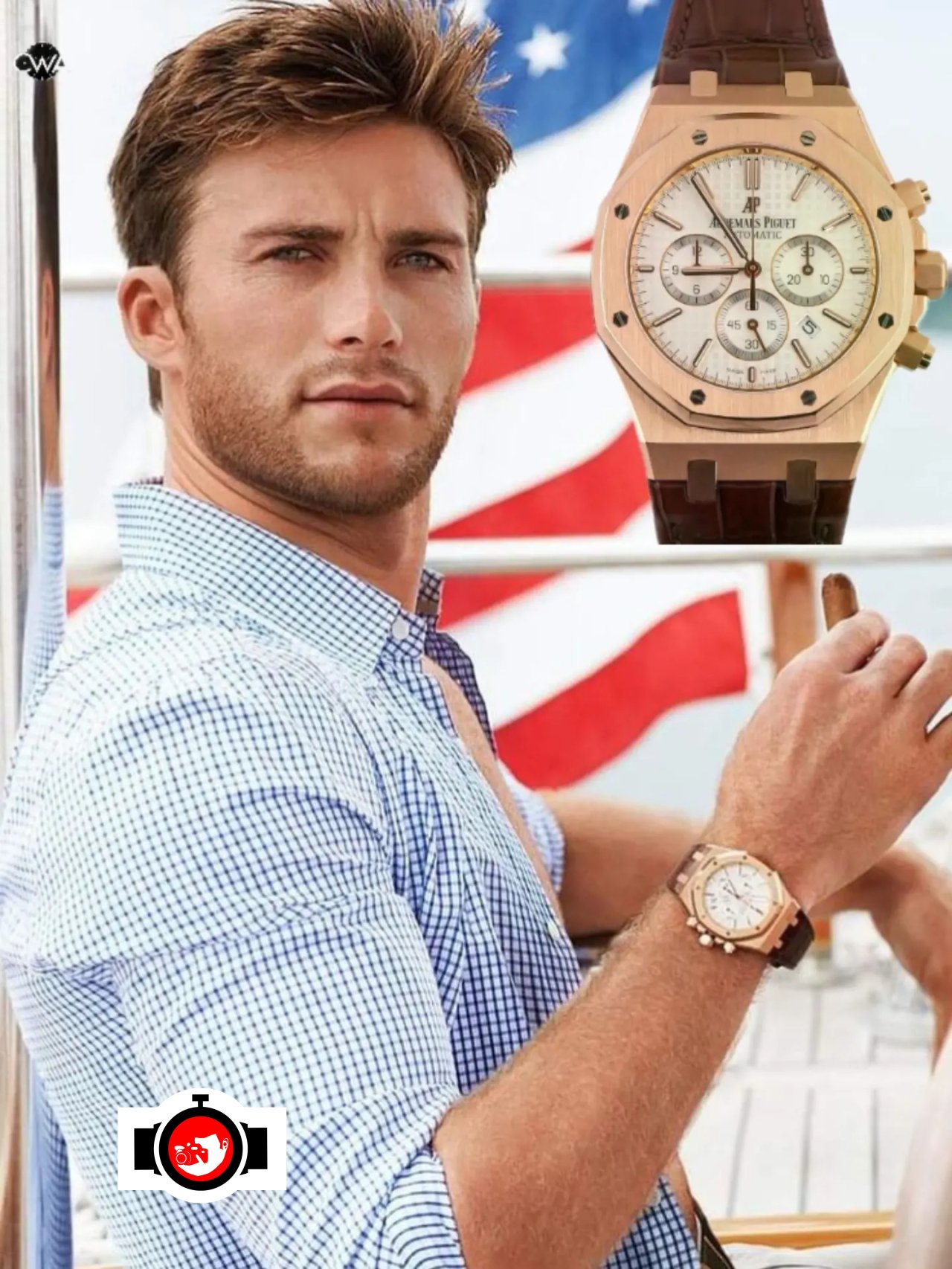 actor Scott Eastwood spotted wearing a Audemars Piguet 26300OR.OO.1110OR.01