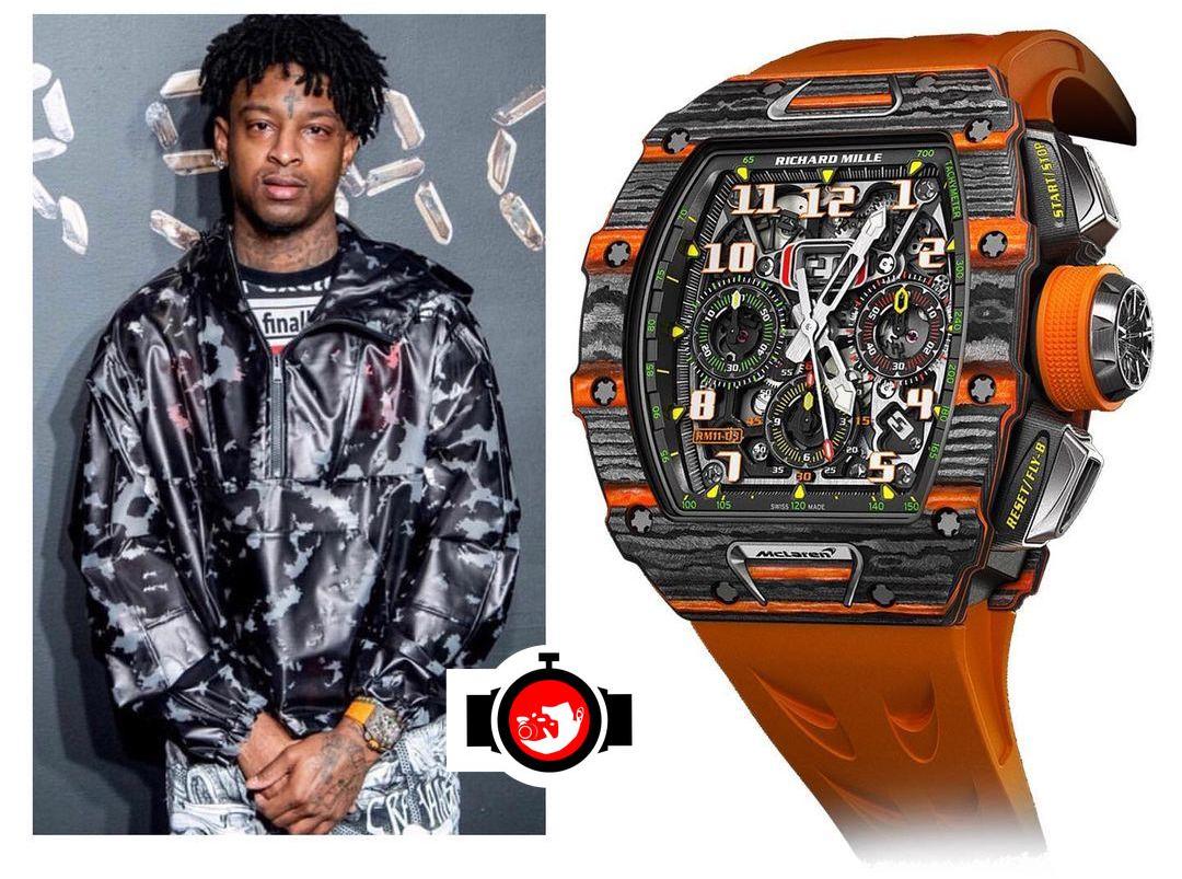 rapper 21 Savage spotted wearing a Richard Mille RM11-03