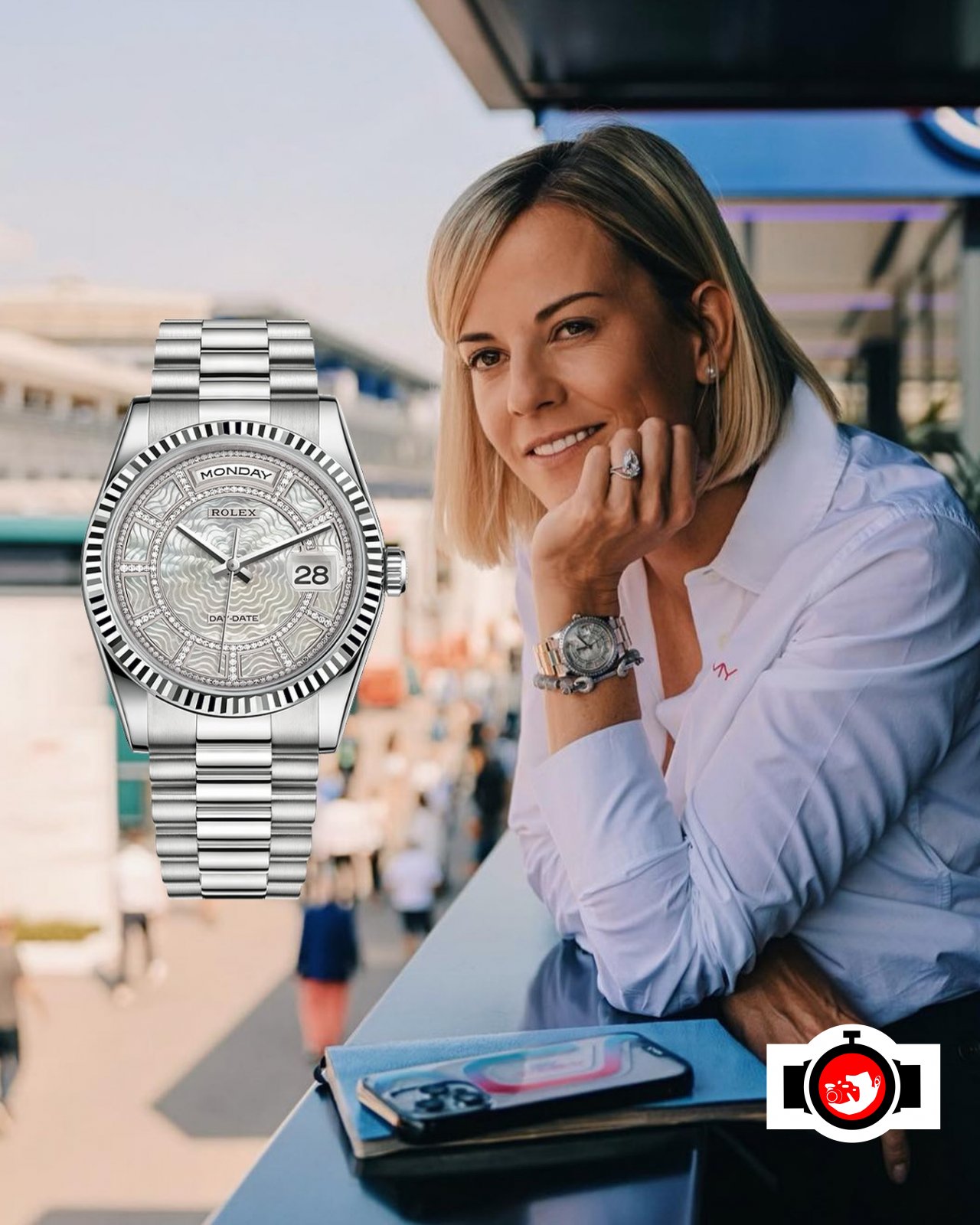 television presenter Susie Wolff spotted wearing a Rolex 118399BR