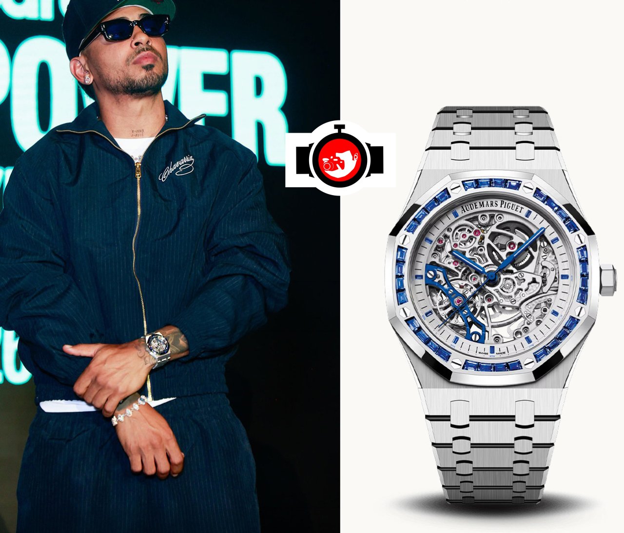 rapper Ozuna spotted wearing a Audemars Piguet 15412BC.02