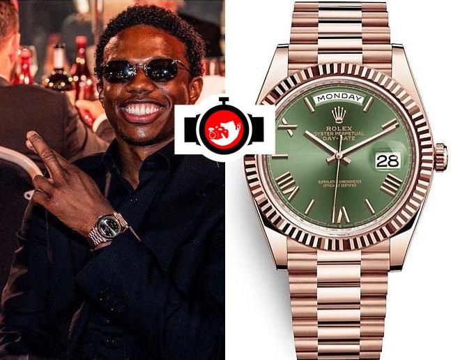 footballer Tyrell Malacia spotted wearing a Rolex 228235