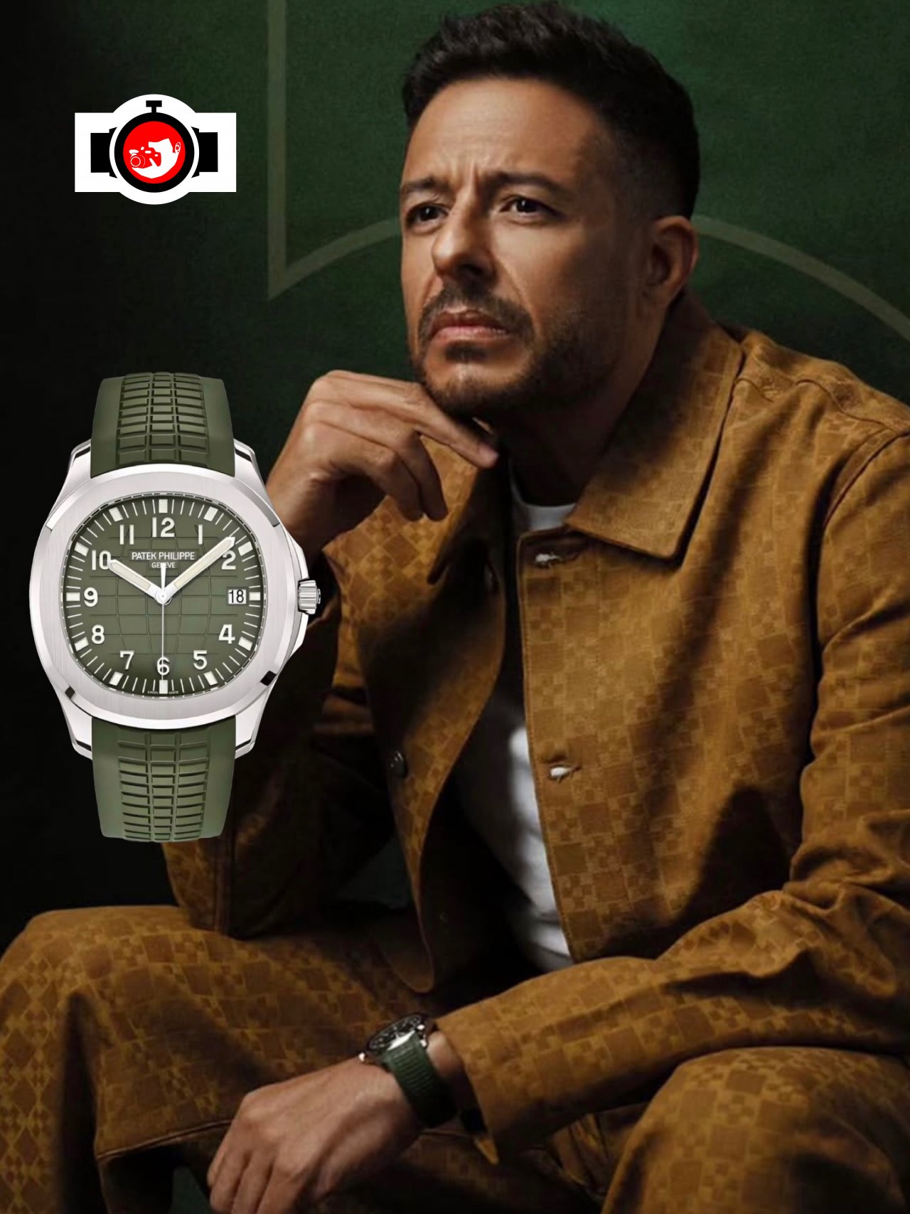 singer Mohamed Hamaki spotted wearing a Patek Philippe 5168G-001
