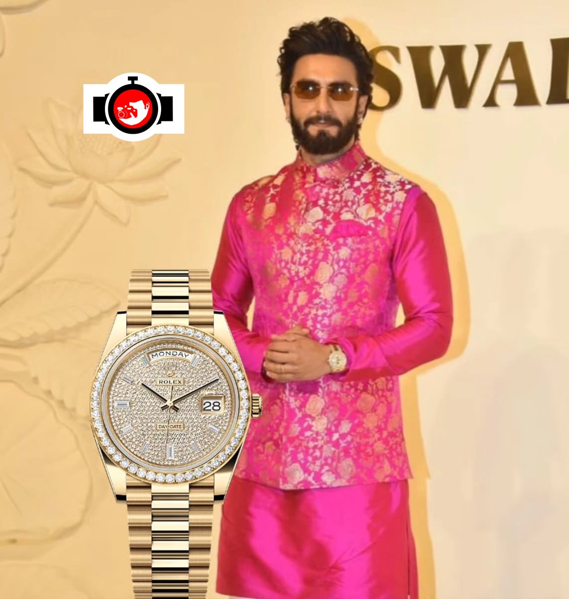 actor Ranveer Singh spotted wearing a Rolex 228348RBR-0037