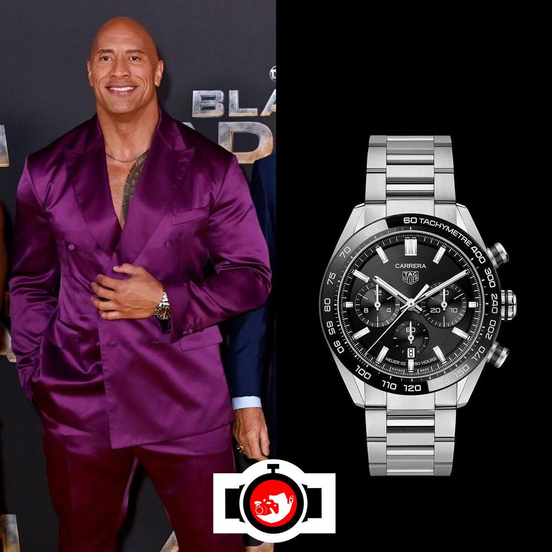 actor Dwayne The Rock Johnson spotted wearing a Tag Heuer 