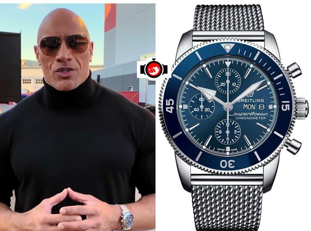 actor Dwayne The Rock Johnson spotted wearing a Breitling A13313161C1A1