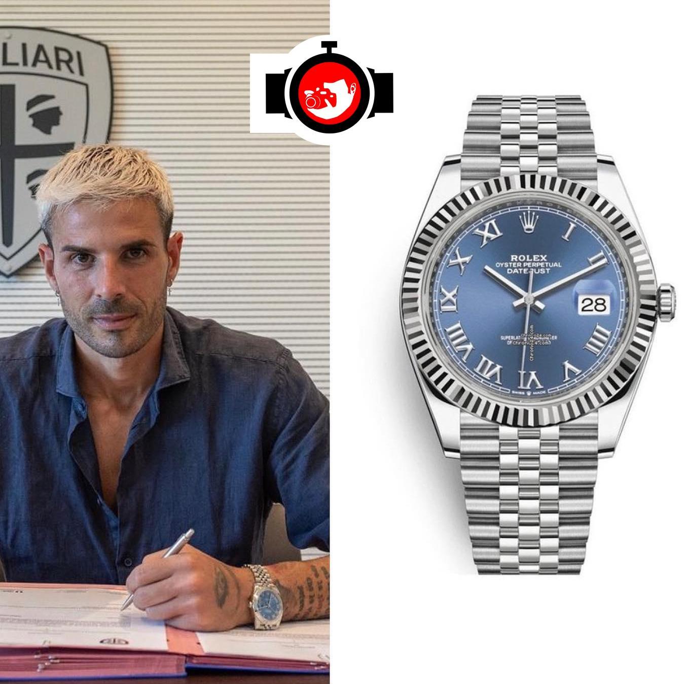 footballer Simone Aresti spotted wearing a Rolex 