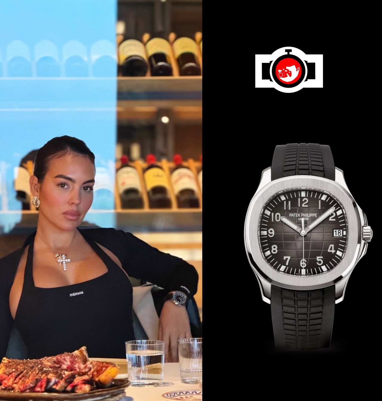 model Georgina Rodríguez spotted wearing a Patek Philippe 5167A-001