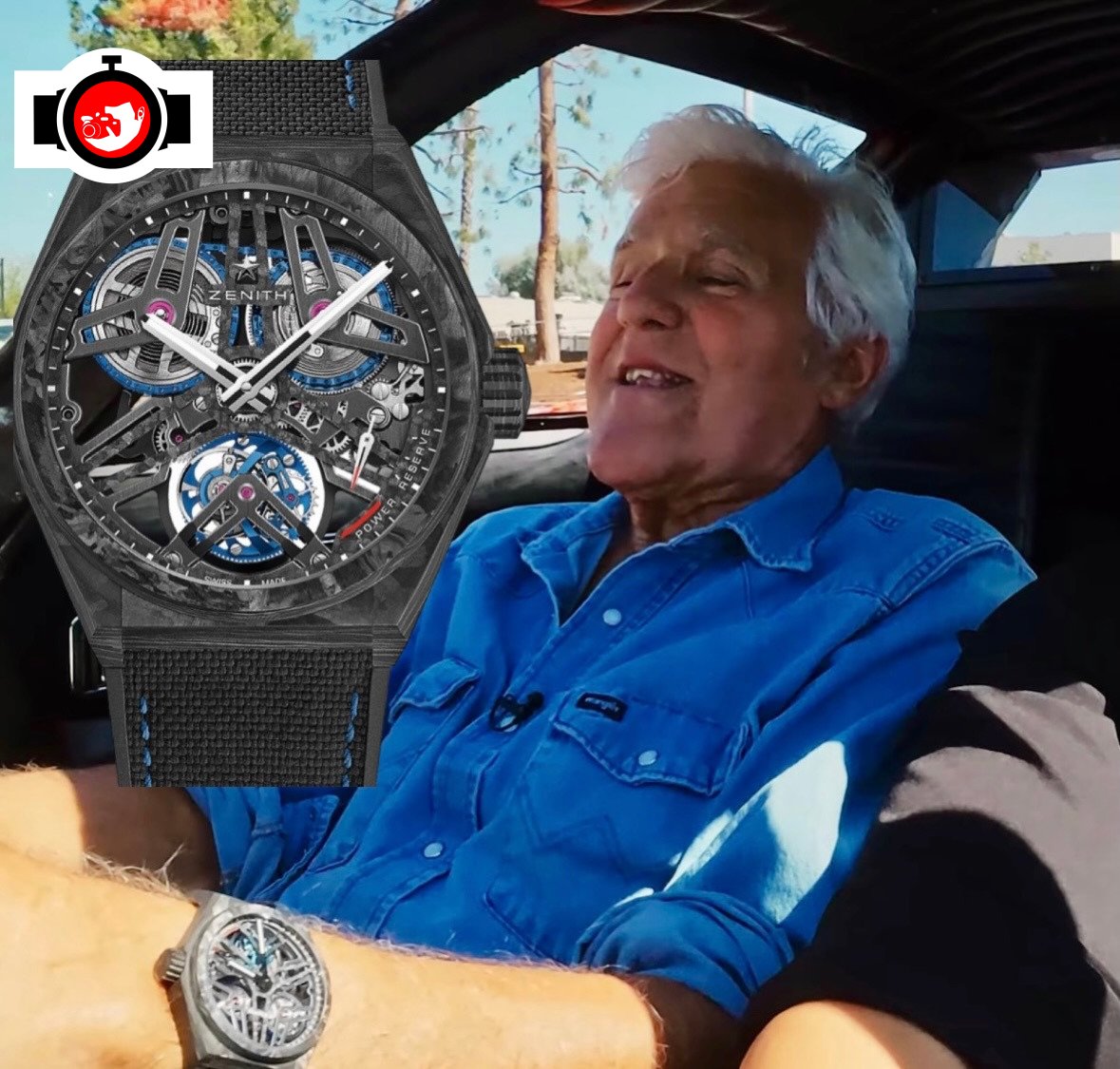 television presenter Jay Leno spotted wearing a Zenith 96.2260.4047/21.C713