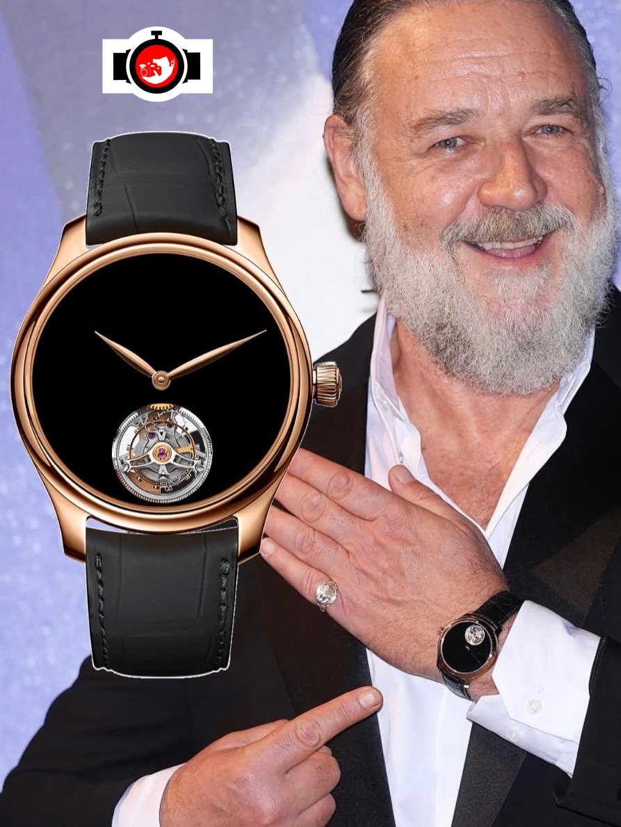 actor Russell Crowe spotted wearing a H. Moser & Cie. 348.503