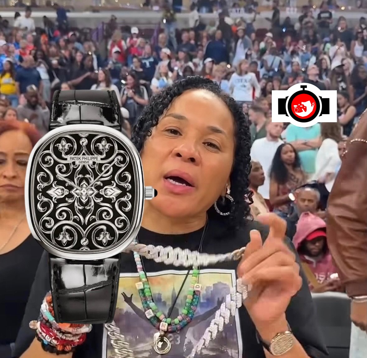 basketball player Dawn Staley spotted wearing a Patek Philippe 5738/51G-001