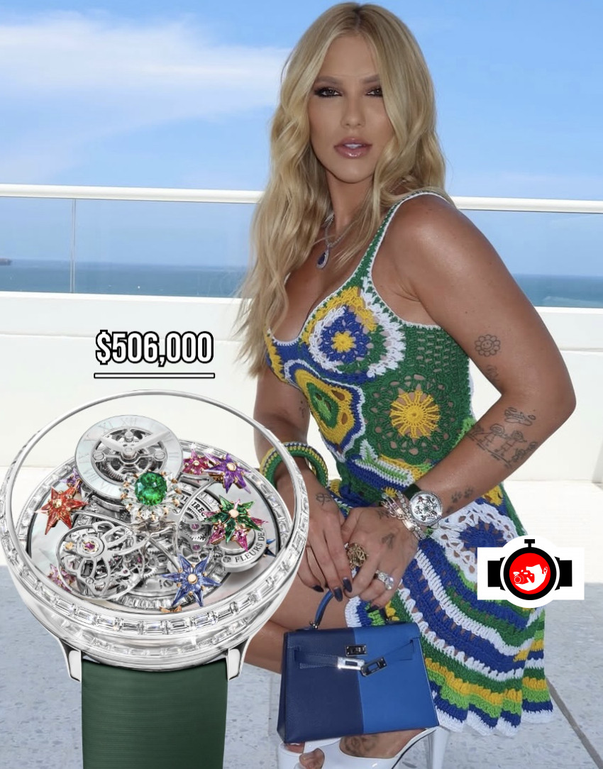 television presenter Virginia spotted wearing a Jacob & Co. Fleurs de Jardin Astronomia Tourbillon