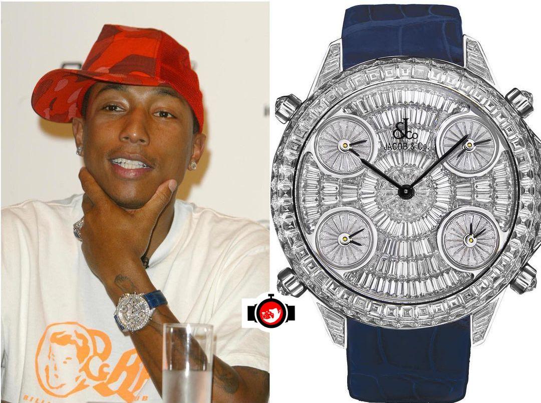 singer Pharrell William spotted wearing a Jacob & Co 