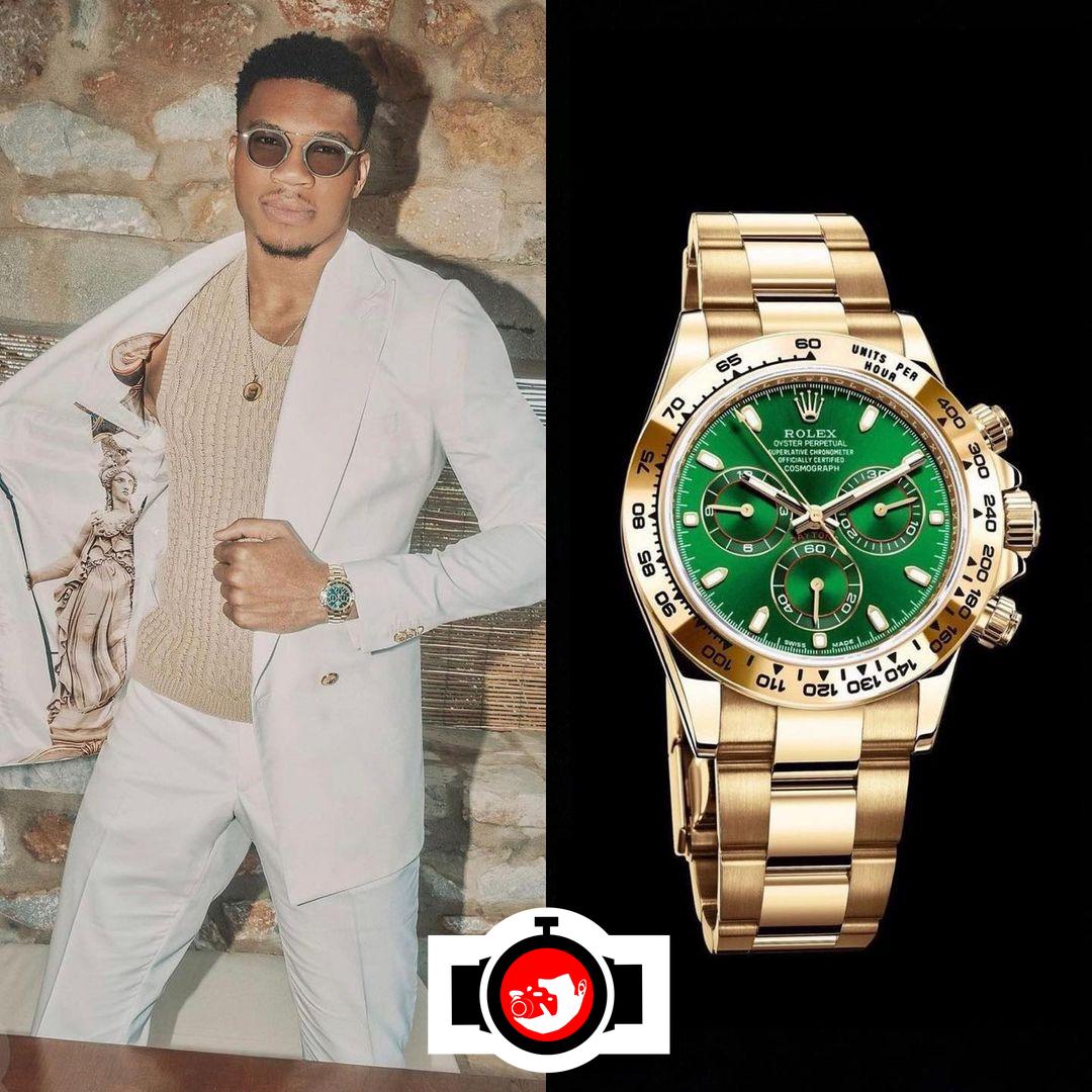 basketball player Giannis Antetokounmpo spotted wearing a Rolex 116508