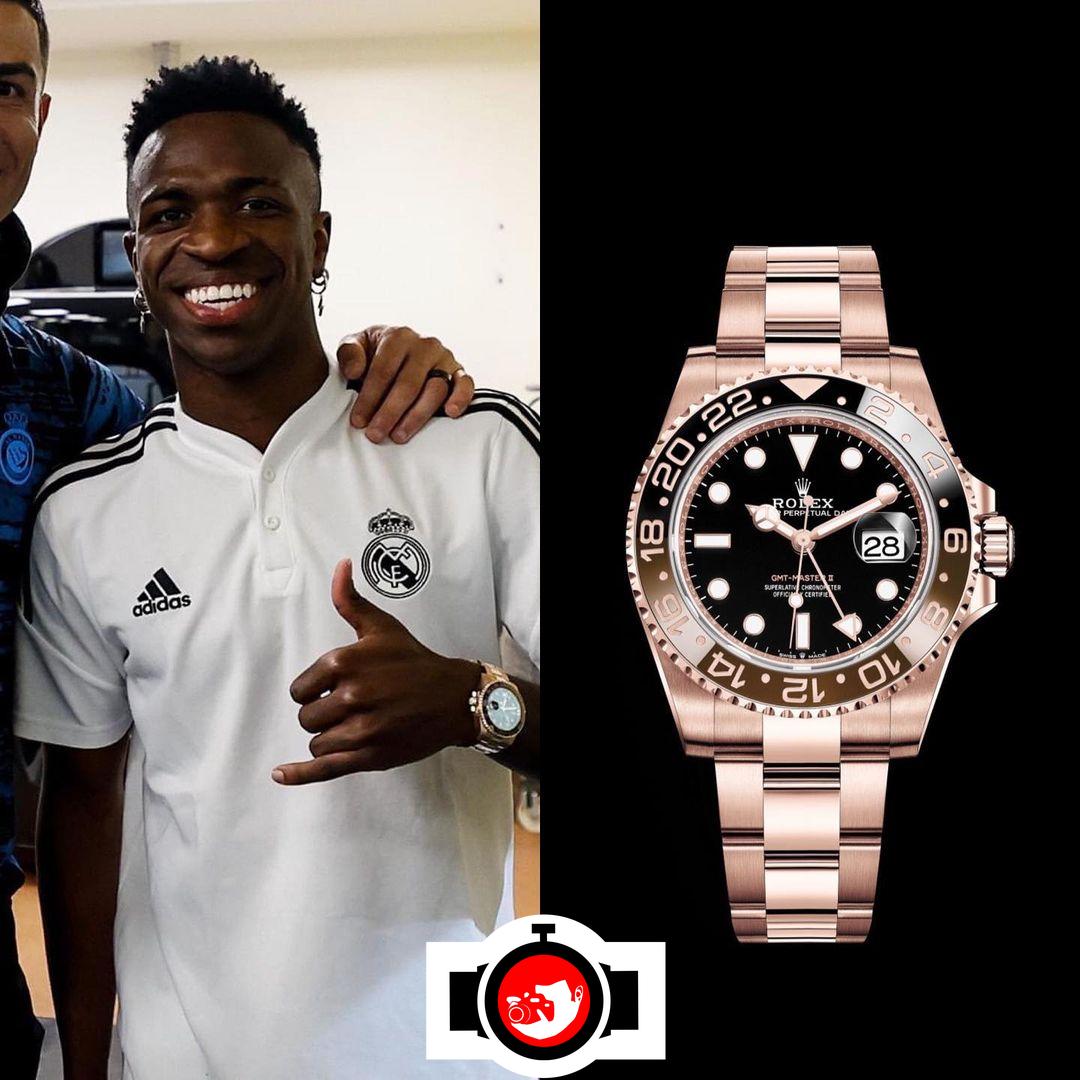 footballer Vinicius Junior spotted wearing a Rolex 126715CHNR