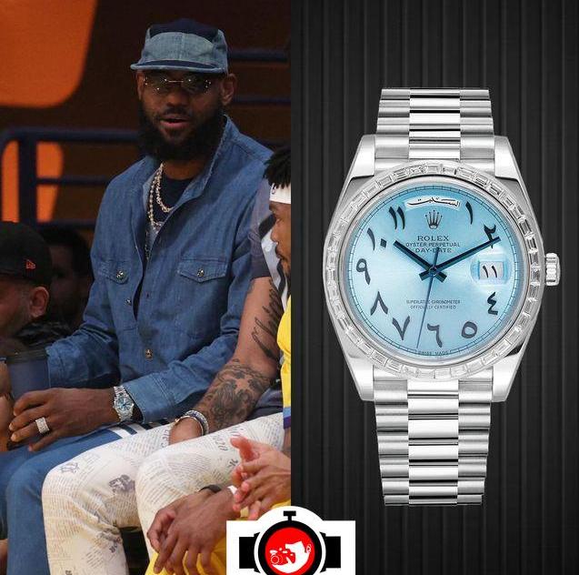 LeBron James's Rare and Lavish Watch Collection: A Look at his Platinum Rolex Day-Date with Arabic Numerals