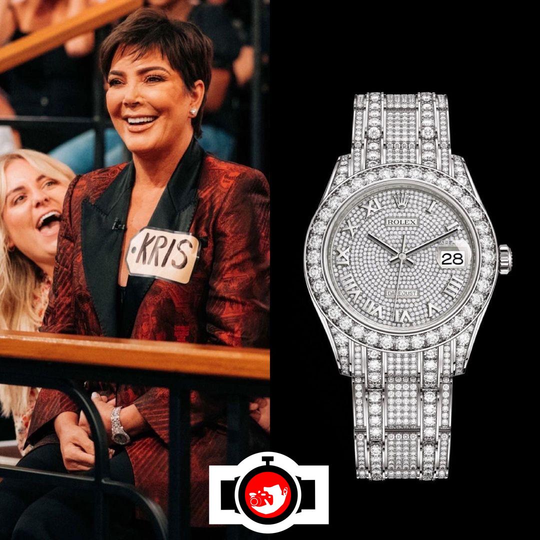 actor Kriss Jenner spotted wearing a Rolex 86409RBR