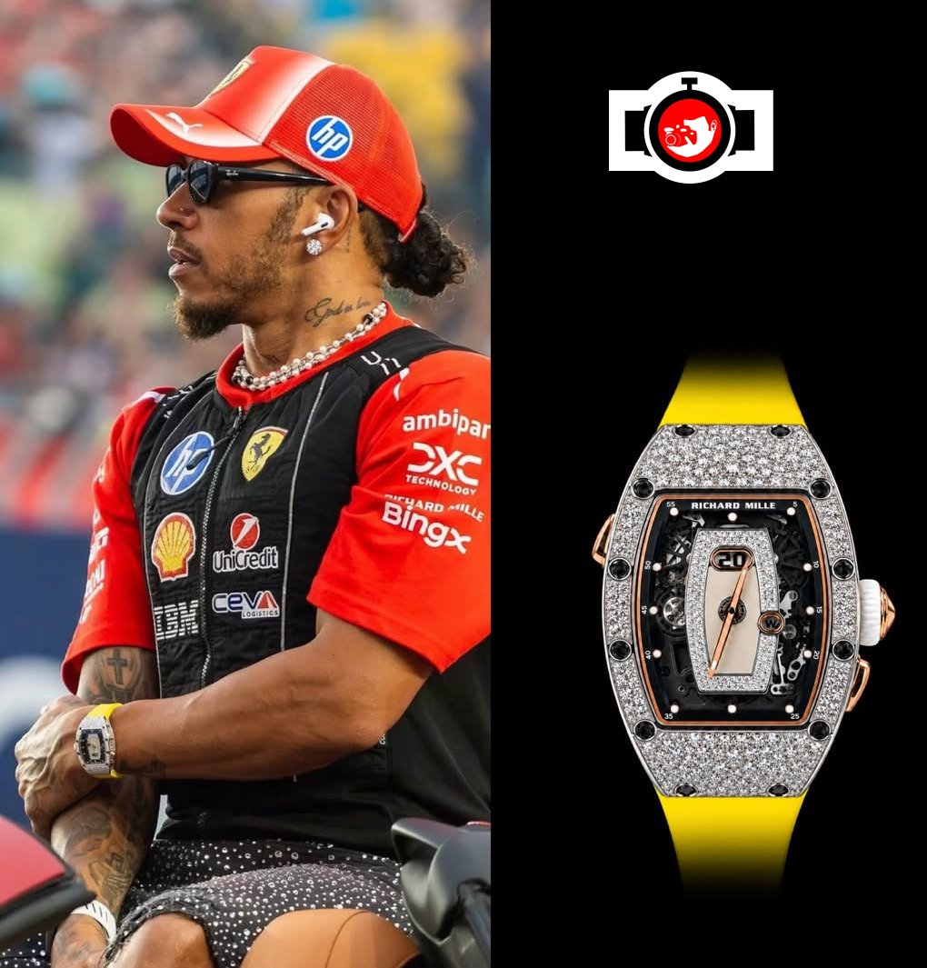 racing driver Lewis Hamilton spotted wearing a Richard Mille RM 037