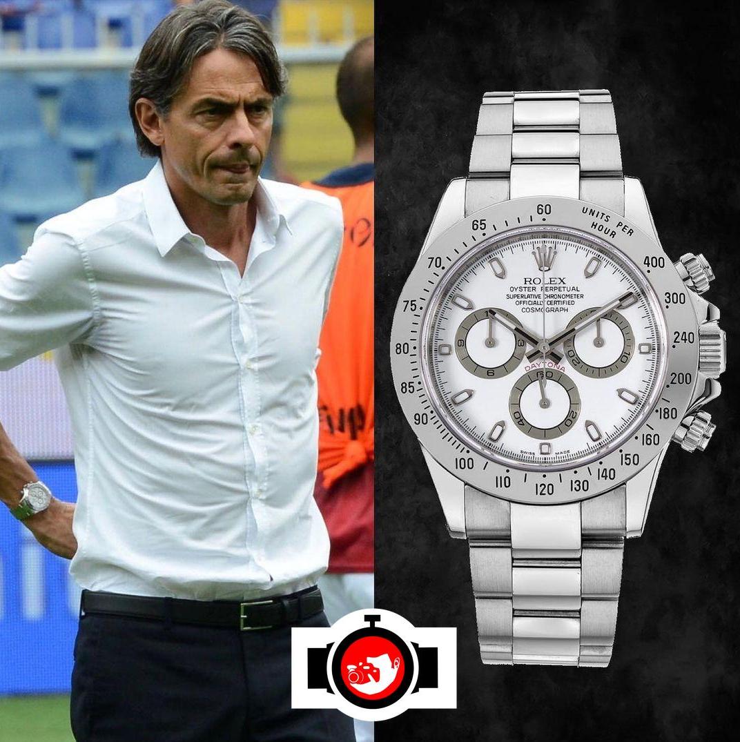 footballer Filippo Inzaghi spotted wearing a Rolex 116520