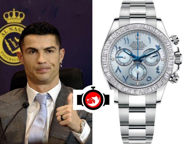 footballer Cristiano Ronaldo spotted wearing a Rolex 116576TBR