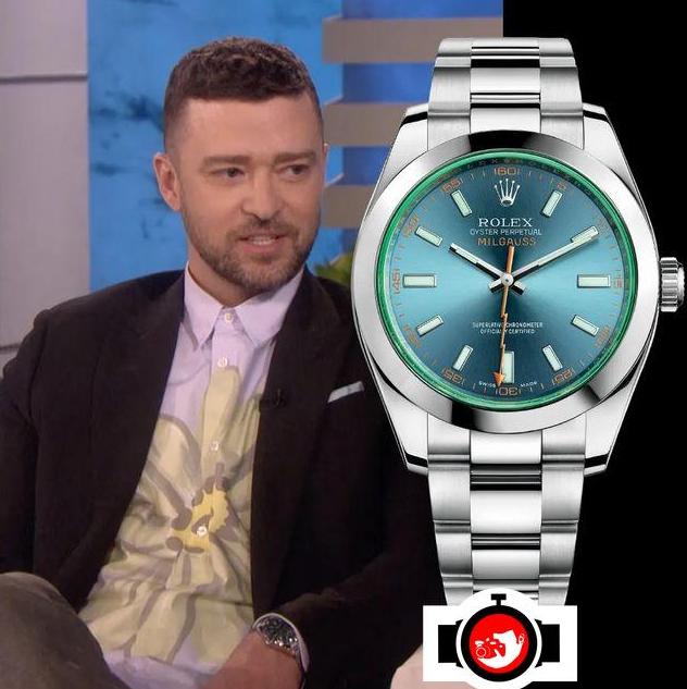 singer Justin Timberlake spotted wearing a Rolex 