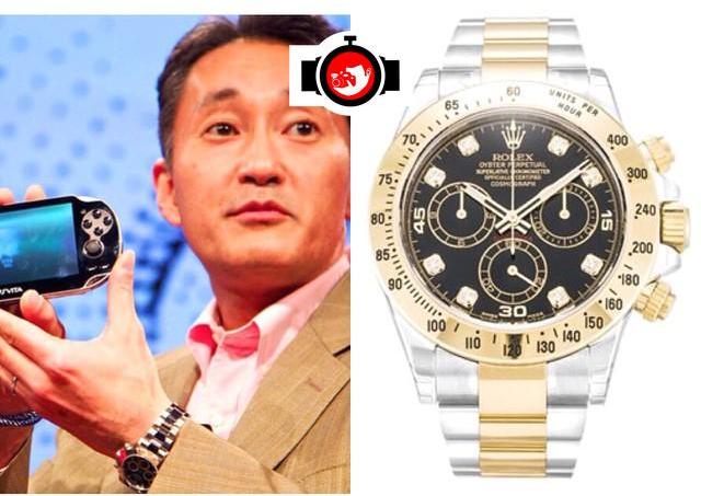 business man Kazuo Hirai spotted wearing a Rolex 116523