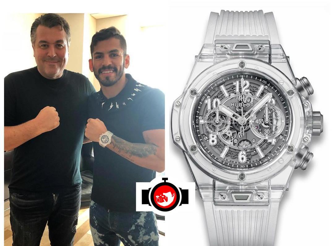 boxer Jorge Linares spotted wearing a Hublot 411.JX.4802.RT
