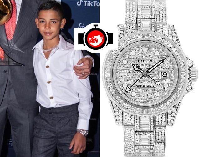 influencer Cristiano Ronaldo Junior spotted wearing a Rolex 116769TBR