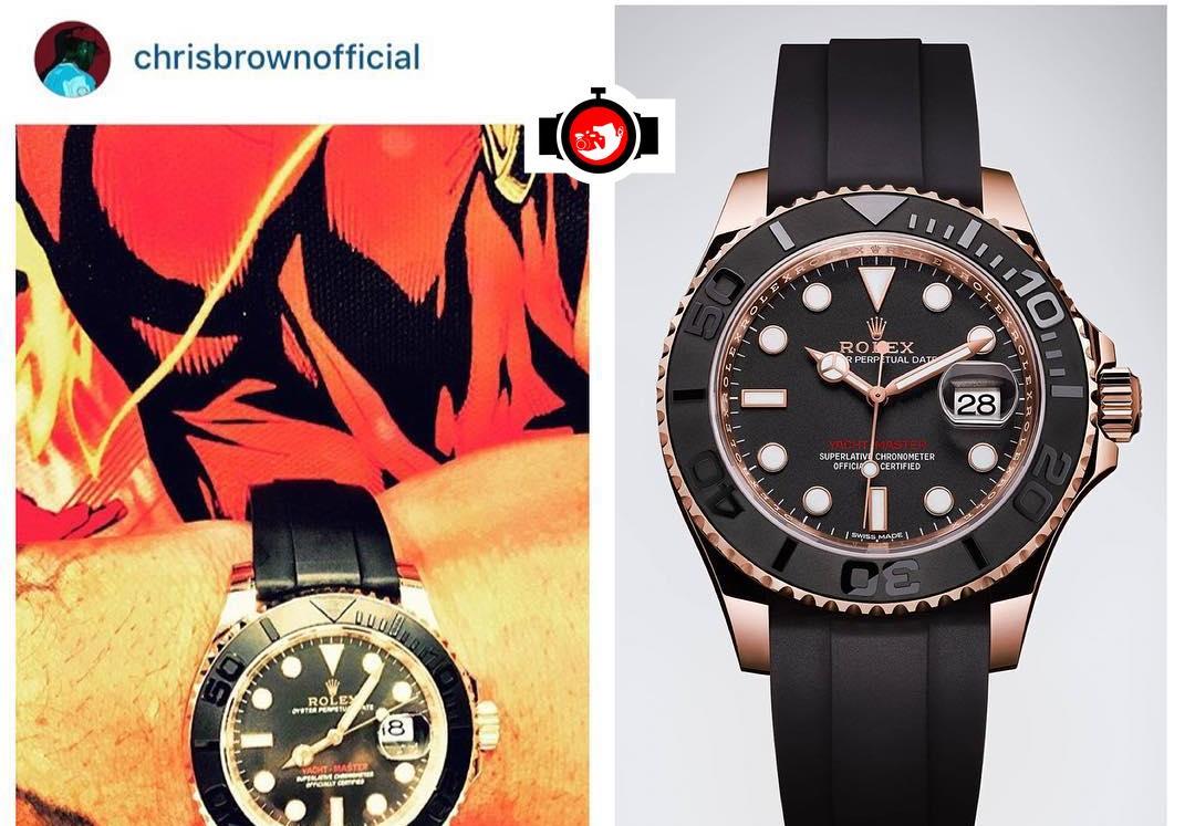 singer Chris Brown spotted wearing a Rolex 116655