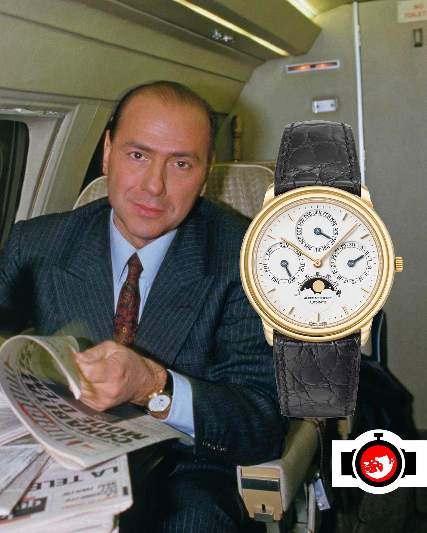 politician Silvio Berlusconi spotted wearing a Audemars Piguet 5548BA