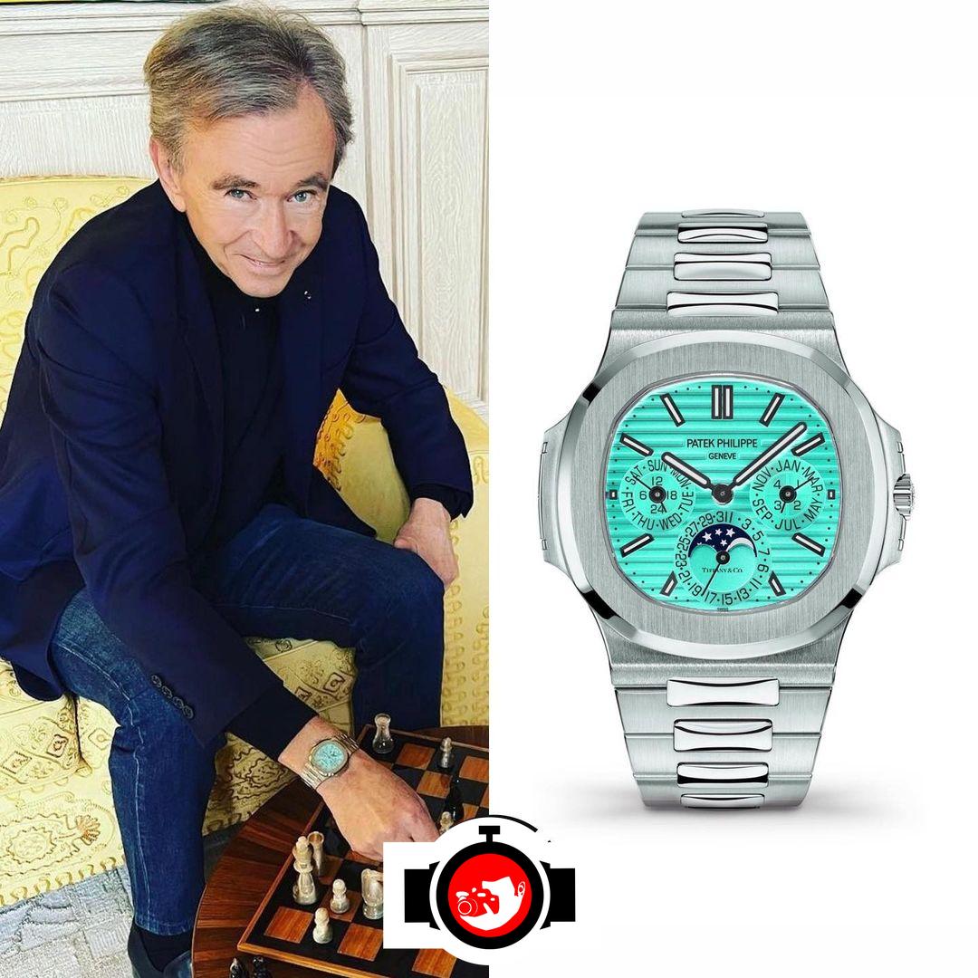 The French business man Bernard Arnault the founder of Louis Vuitton brand  , was spotted wearing Patek Philippe Nautilus Perpetual Calendar…