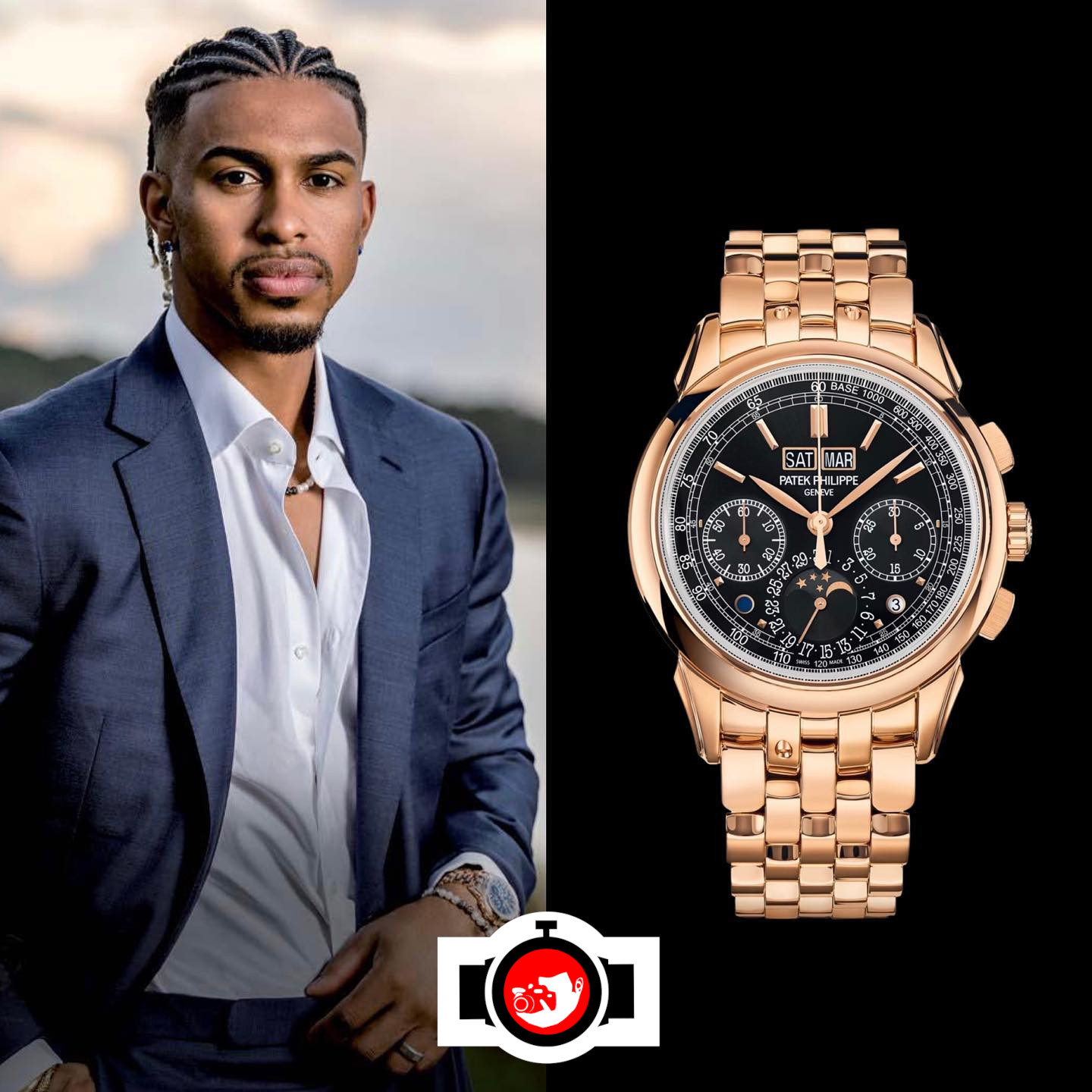 baseball player Francisco Lindor spotted wearing a Patek Philippe 5270/1R