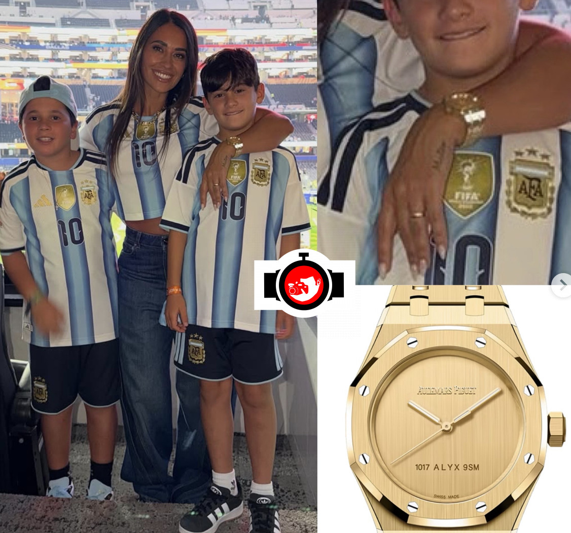 model Antonela Roccuzzo spotted wearing a Audemars Piguet 15550BA.OO.1356BA.02
