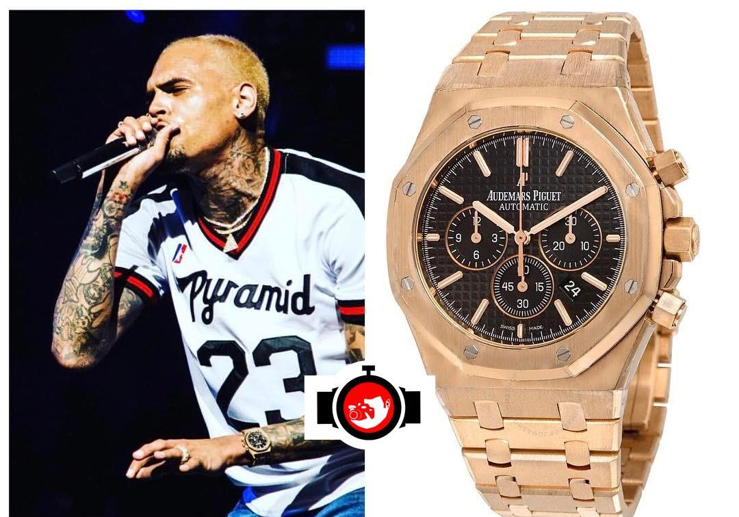 singer Chris Brown spotted wearing a Audemars Piguet 26320OR.️