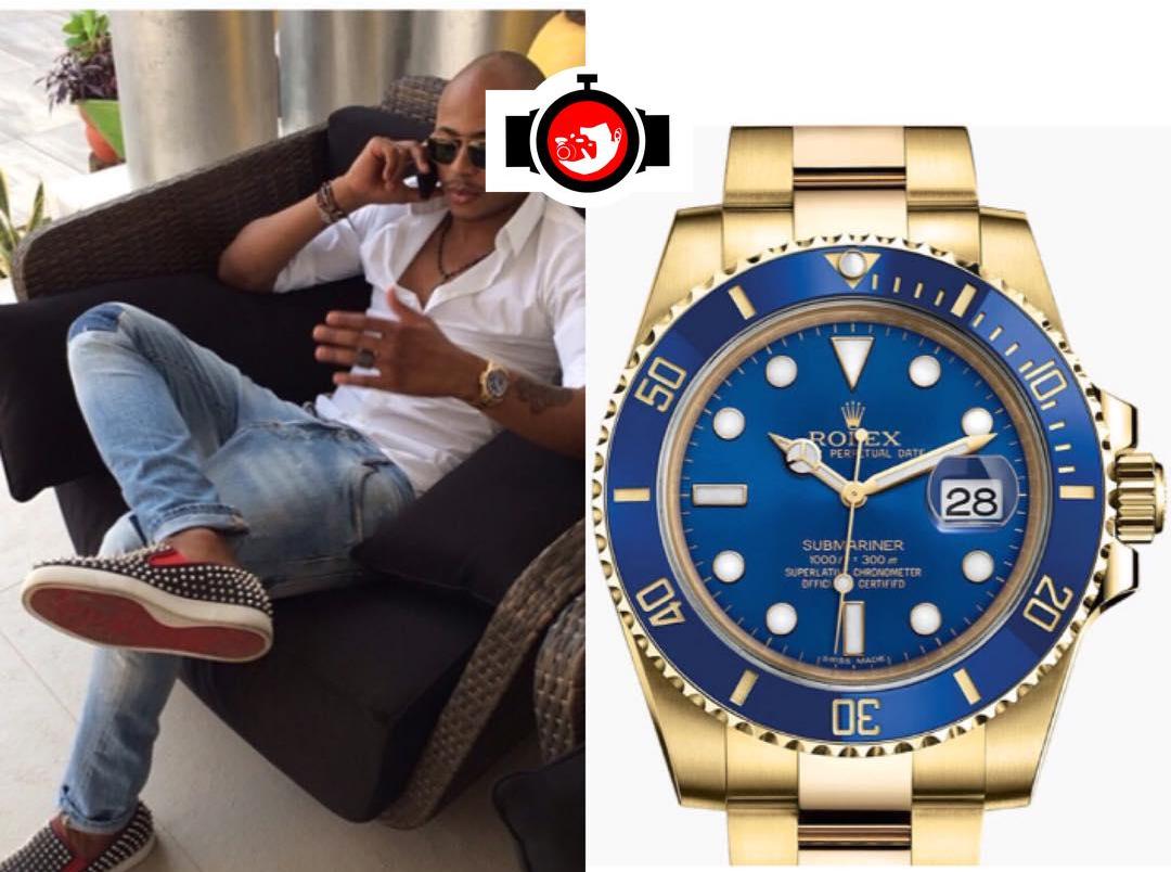 footballer Andre Ayew spotted wearing a Rolex 116618LB