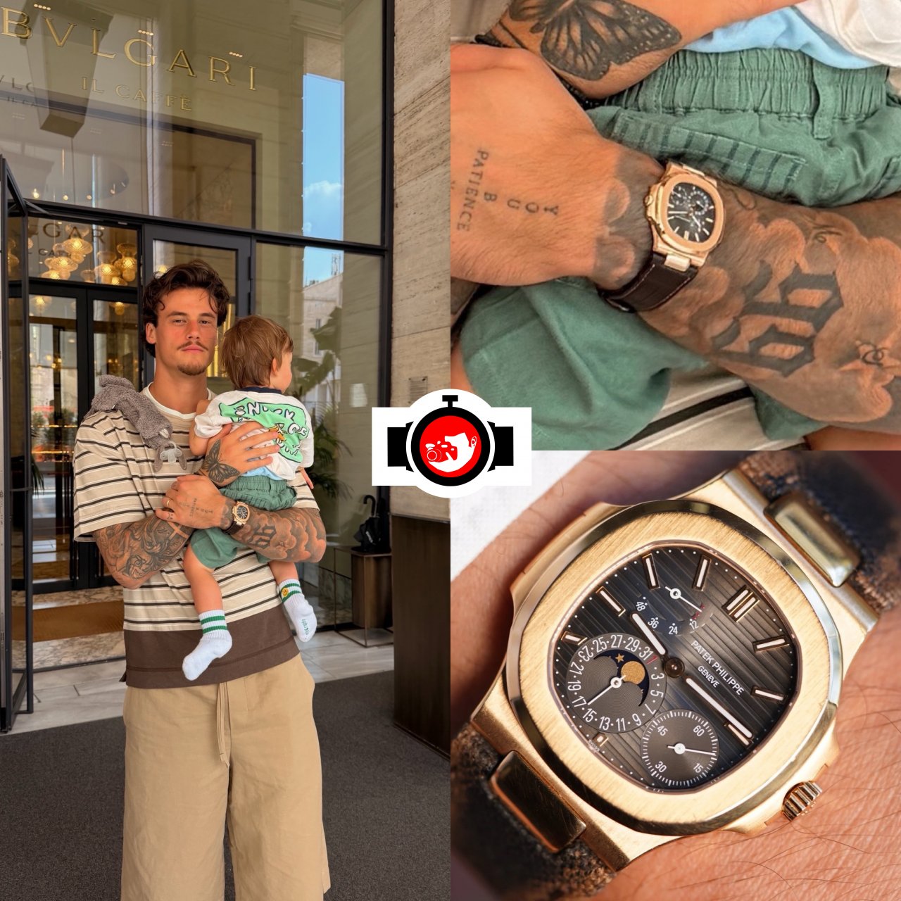 footballer Mile Svilar spotted wearing a Patek Philippe 5712R-001