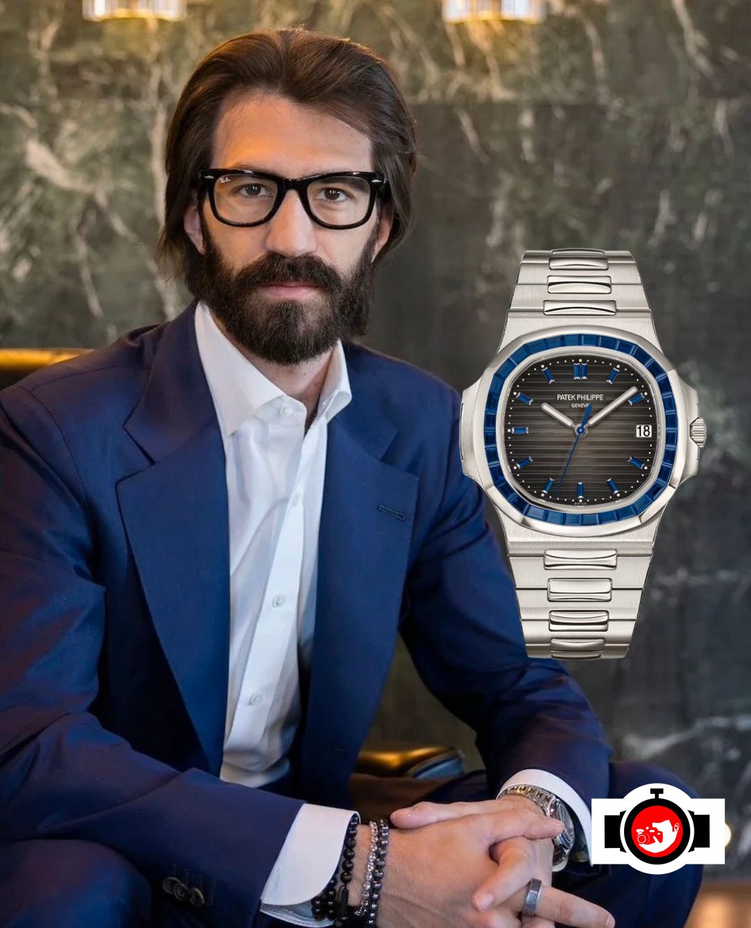 entrepreneur Leonardo Maria Del Vecchio spotted wearing a Patek Philippe 5711/111P-001