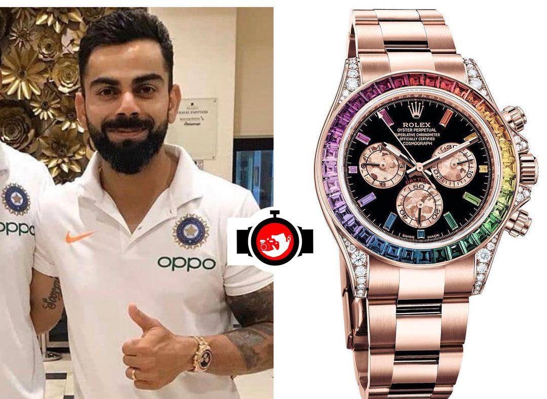cricketer Virat Kohli spotted wearing a Rolex 116595RBOW