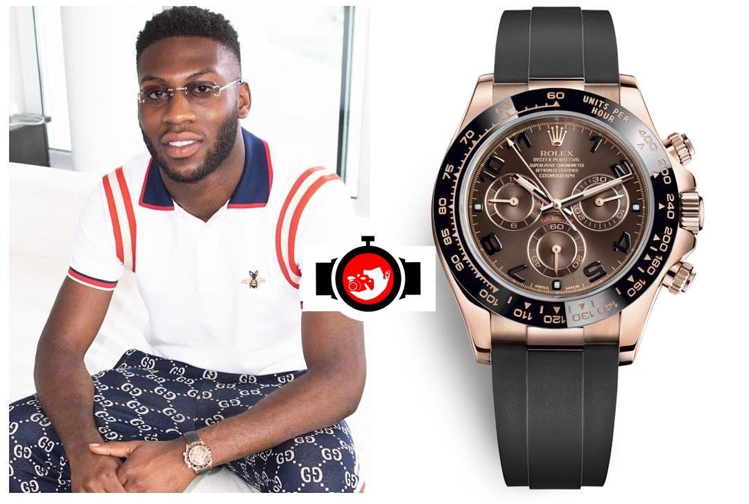 footballer Timothy Fosu-Mensah spotted wearing a Rolex 116515
