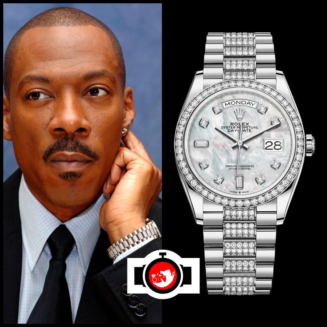 actor Eddie Murphy spotted wearing a Rolex 128349RBR