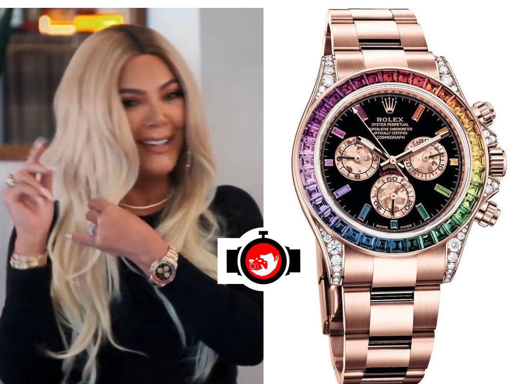actor Kriss Jenner spotted wearing a Rolex 116595RBOW