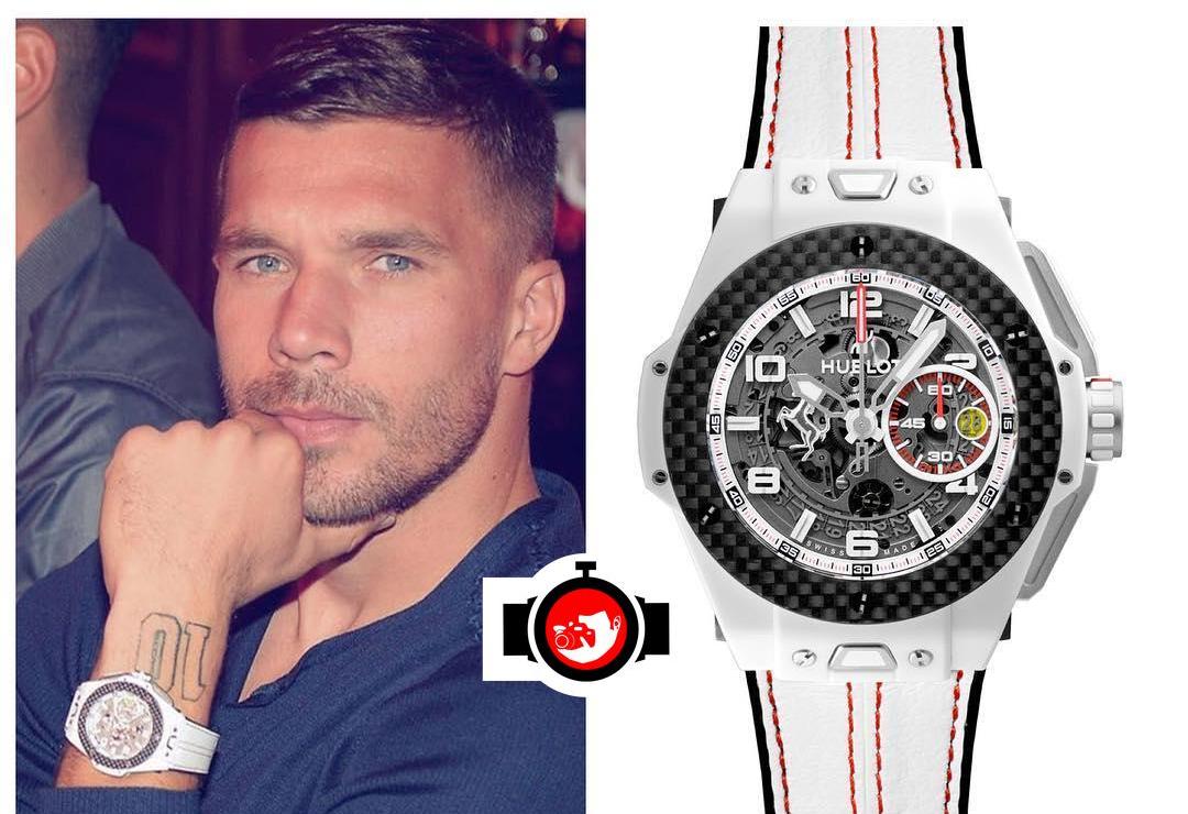 footballer Lukas Podolski spotted wearing a Hublot 401.HQ.0121.VR