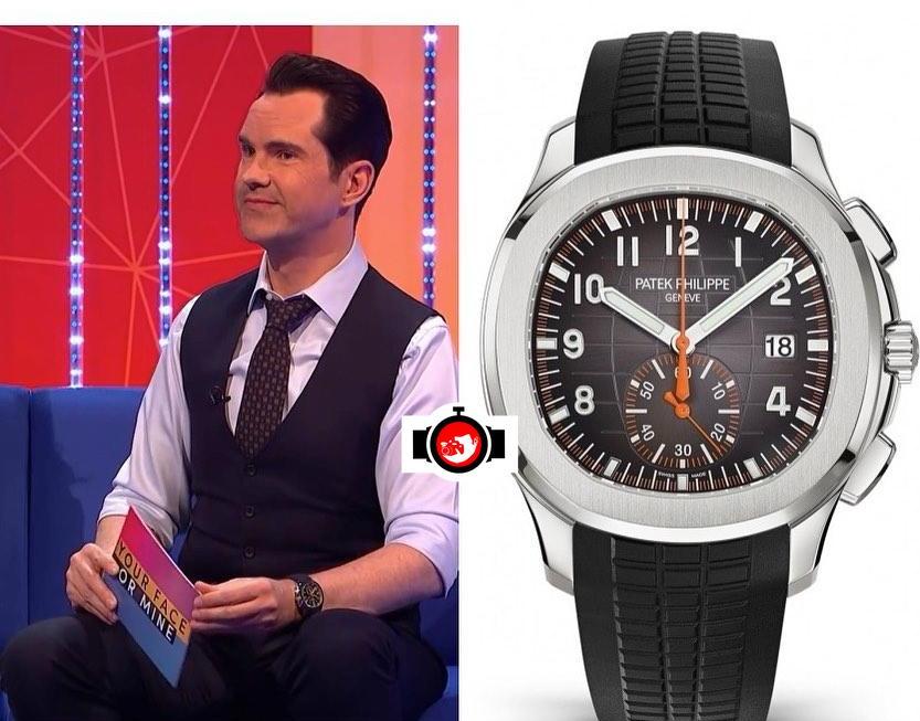 Exploring Jimmy Carr's Luxury Watch Collection: The Stainless Steel Patek Philippe Chronograph Aquanaut on a Black Strap 