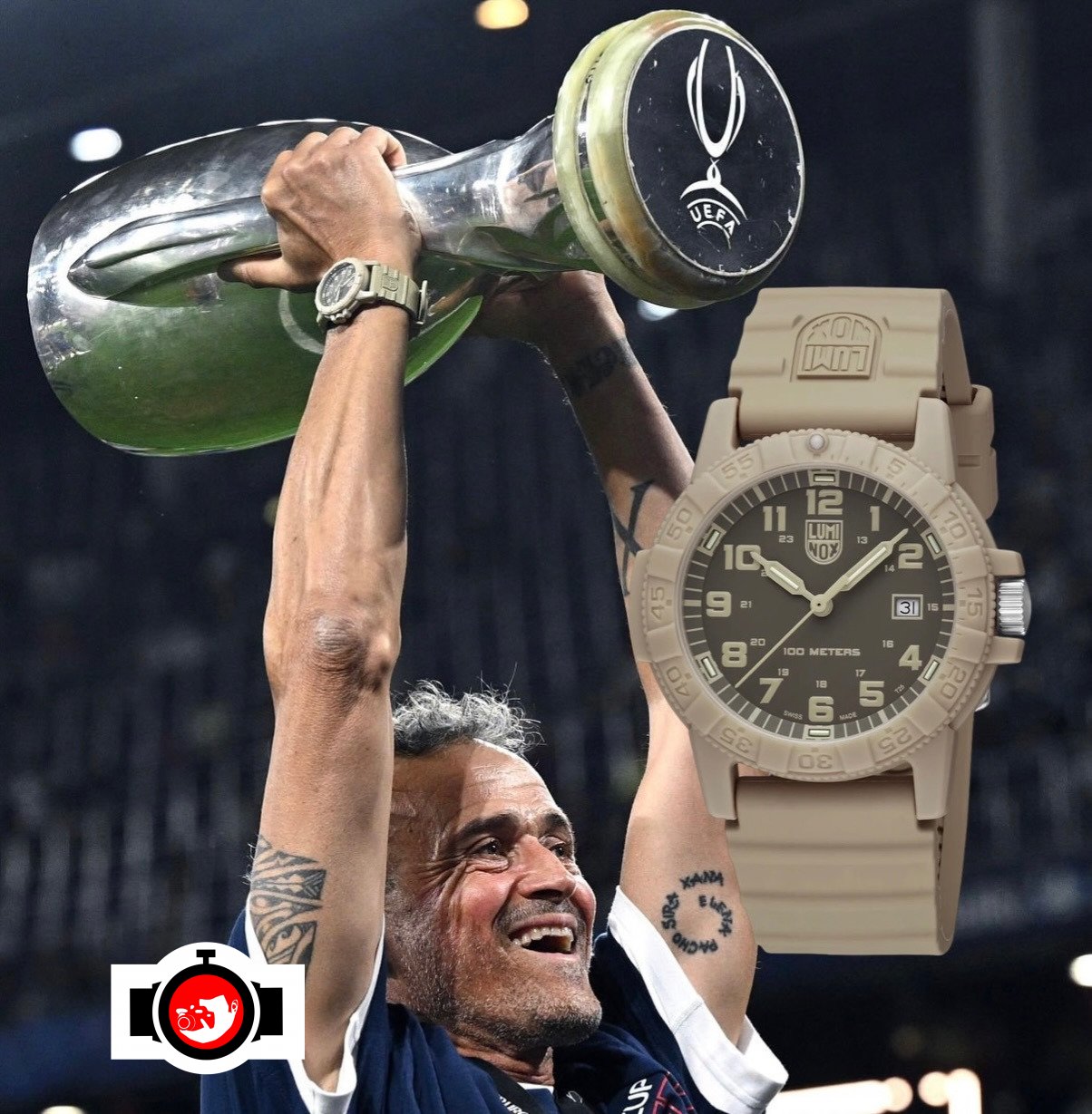 football manager Luis Enrique spotted wearing a Luminox XS.3597