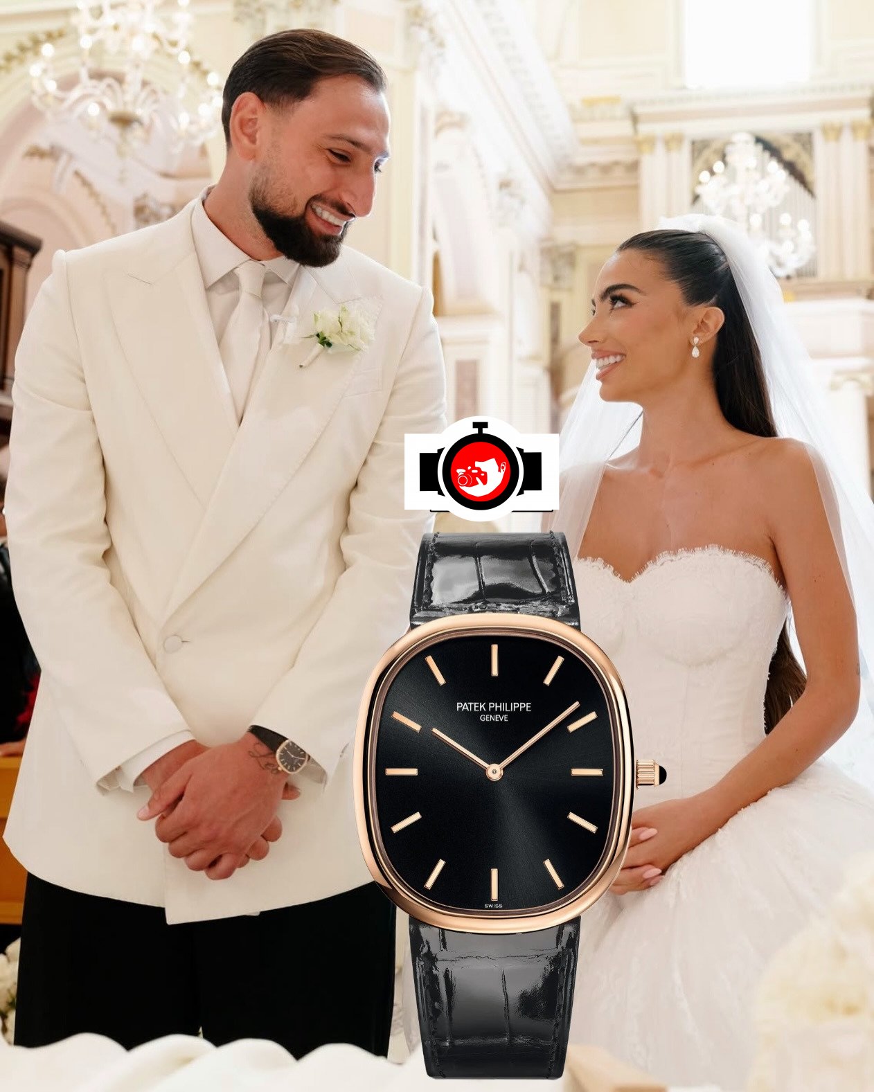 footballer Gianluigi Donnarumma spotted wearing a Patek Philippe 5738R